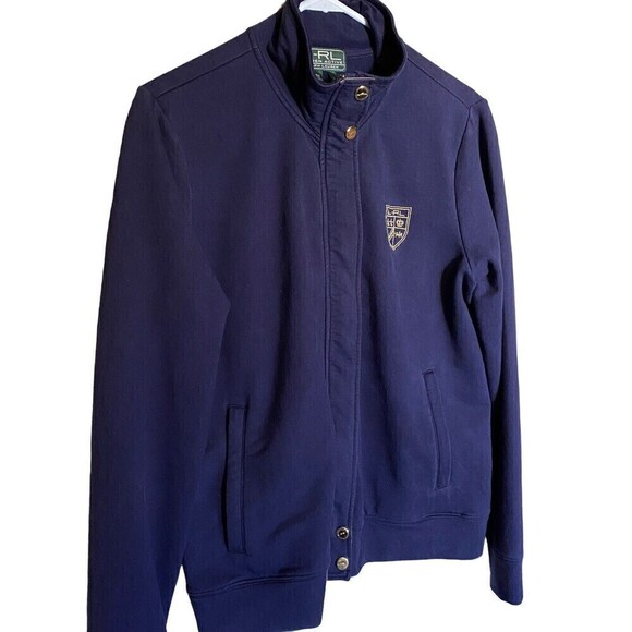 LAUREN RALPH LAUREN Active Jacket Coat Blue Gold Crest Zip Up Top Size Large - Picture 2 of 10